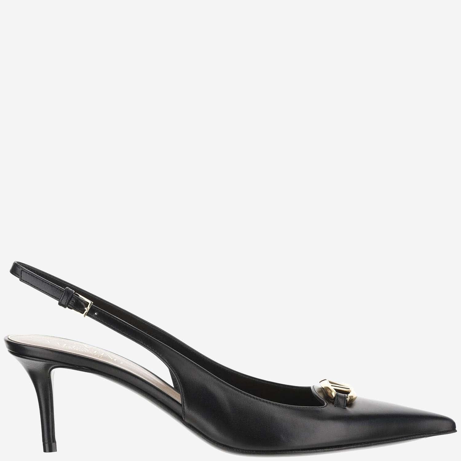 VALENTINO GARAVANI Vlogo The Bold Edition Slingback Décolleté In 60mm Calf Leather In Black Product Image