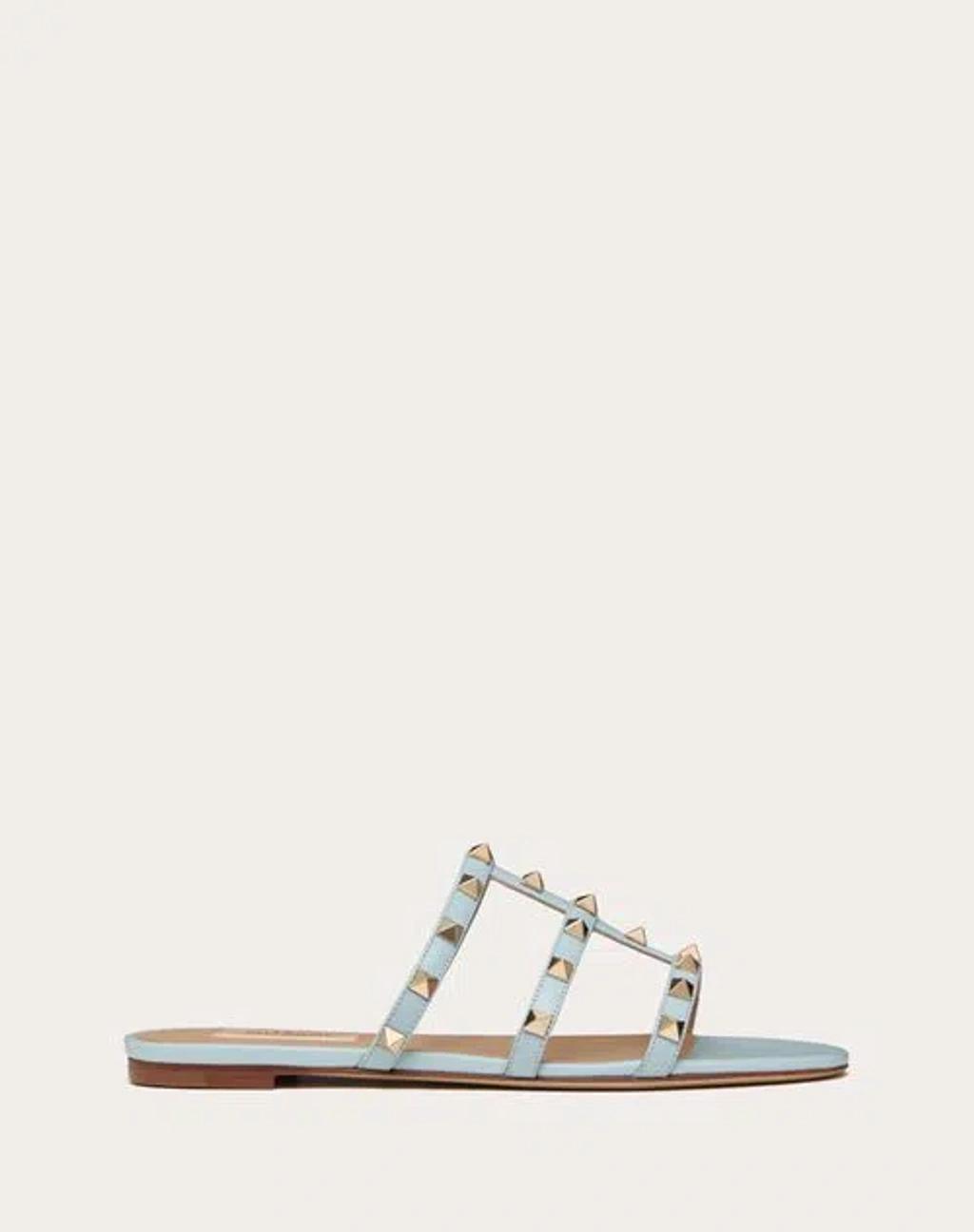 Rockstud Flat Slide Sandal Woman Porcelain Blue 39.5 Product Image