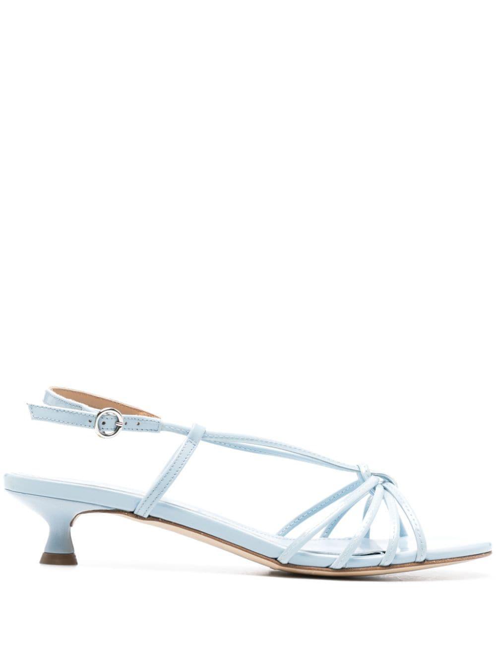 Rhonda Glossed-leather Sandals In Blue Product Image