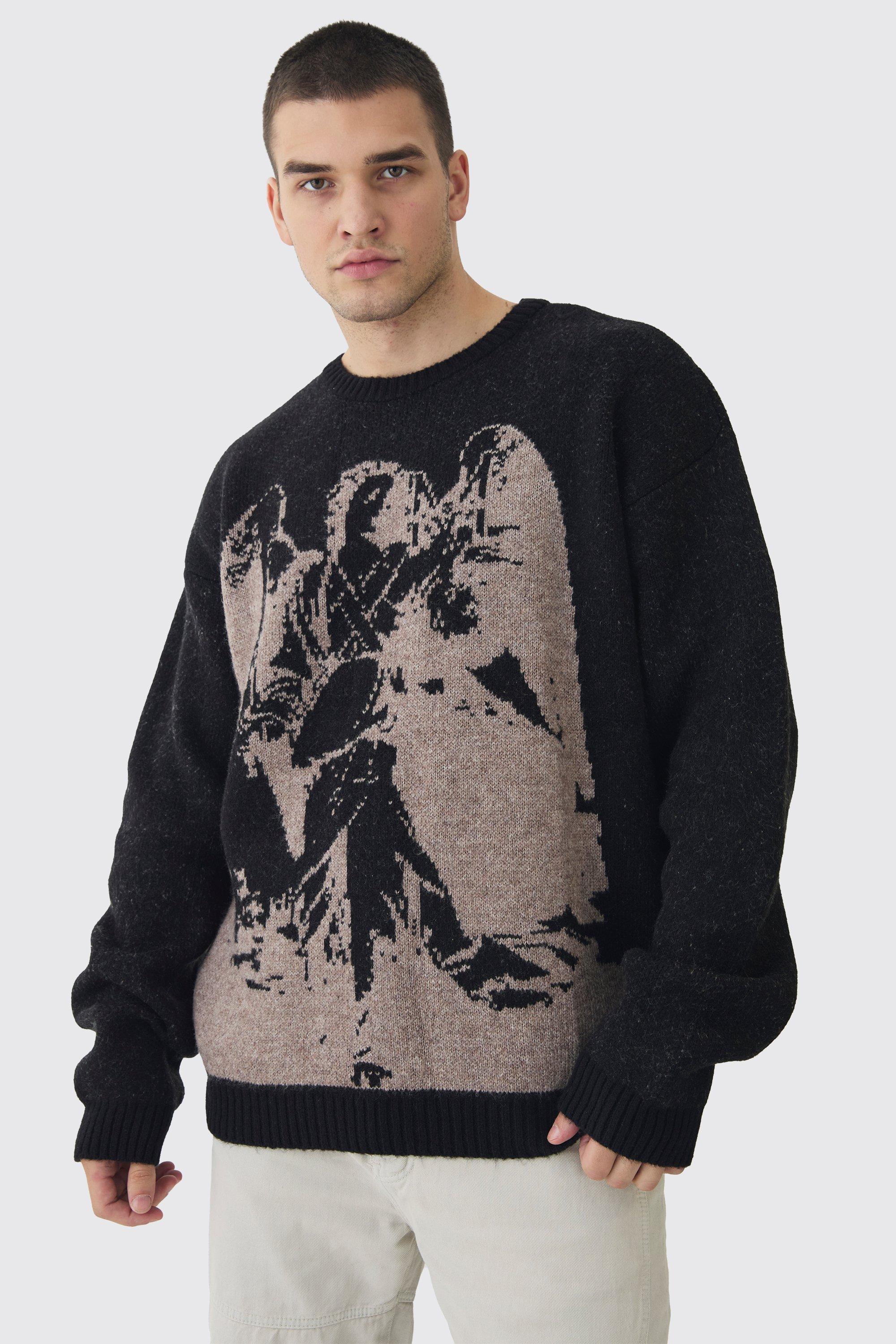 Tall Renaissance Oversized Fluffy Knitted Sweat | boohooMAN USA Product Image