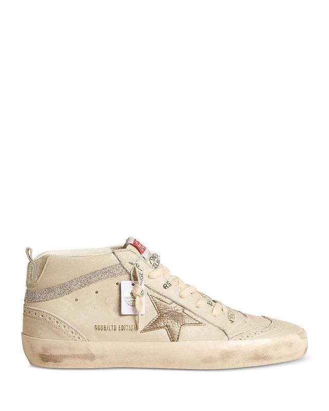 Golden Goose Womens Mid Star Almond Toe Star Patch & Crystal Fabric Sneakers Product Image