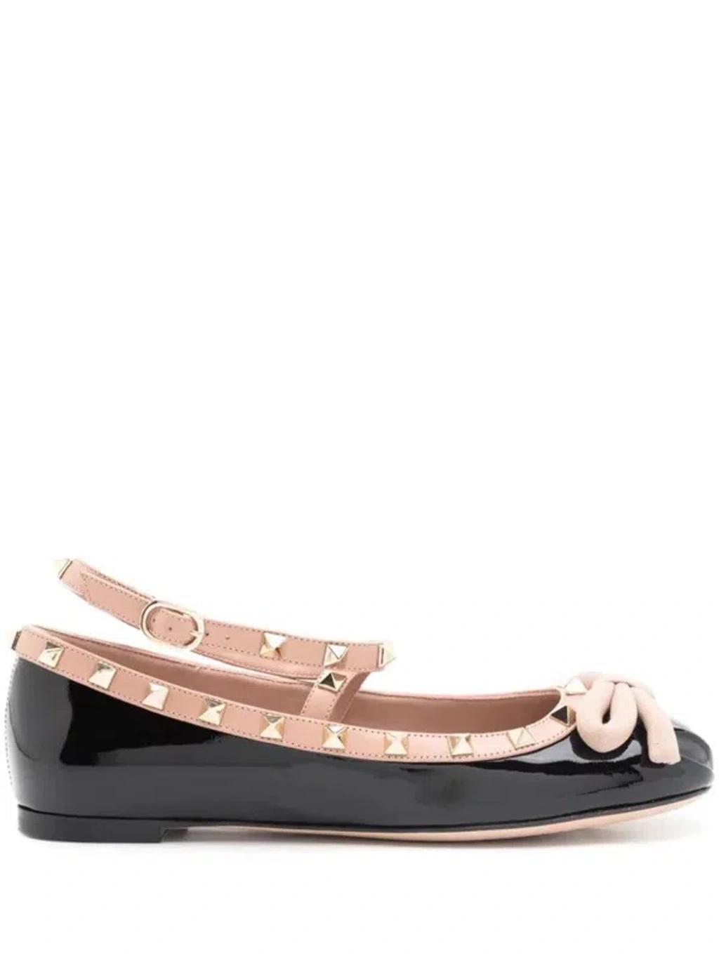 Valentino Rockstud Patent Ballerina Flat In Black Product Image