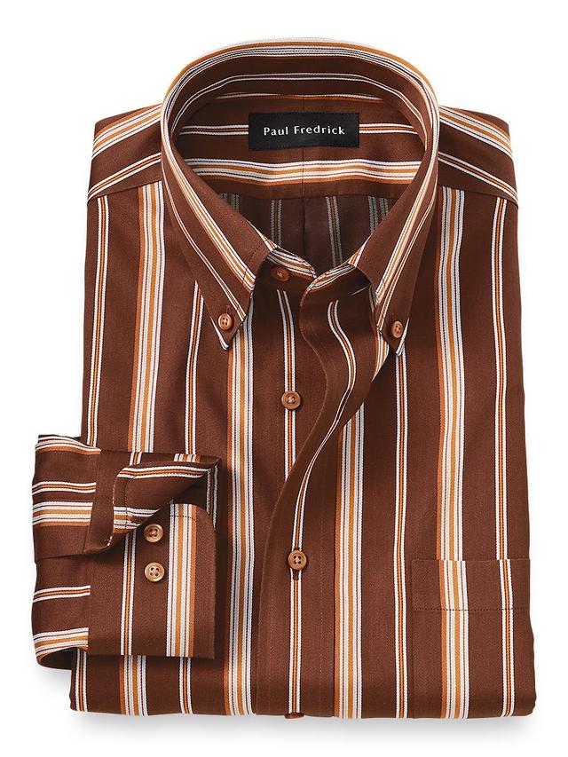 Tailored Fit Non-iron Cotton Stripe Dress Shirt Product Image