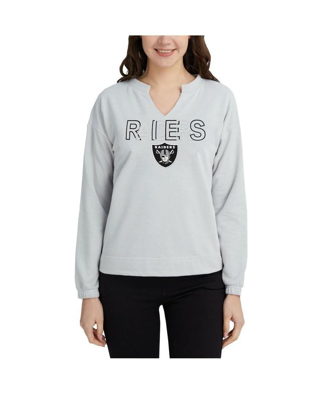 Womens Concepts Sport Gray Las Vegas Raiders Sunray Notch Neck Long Sleeve T-Shirt Product Image