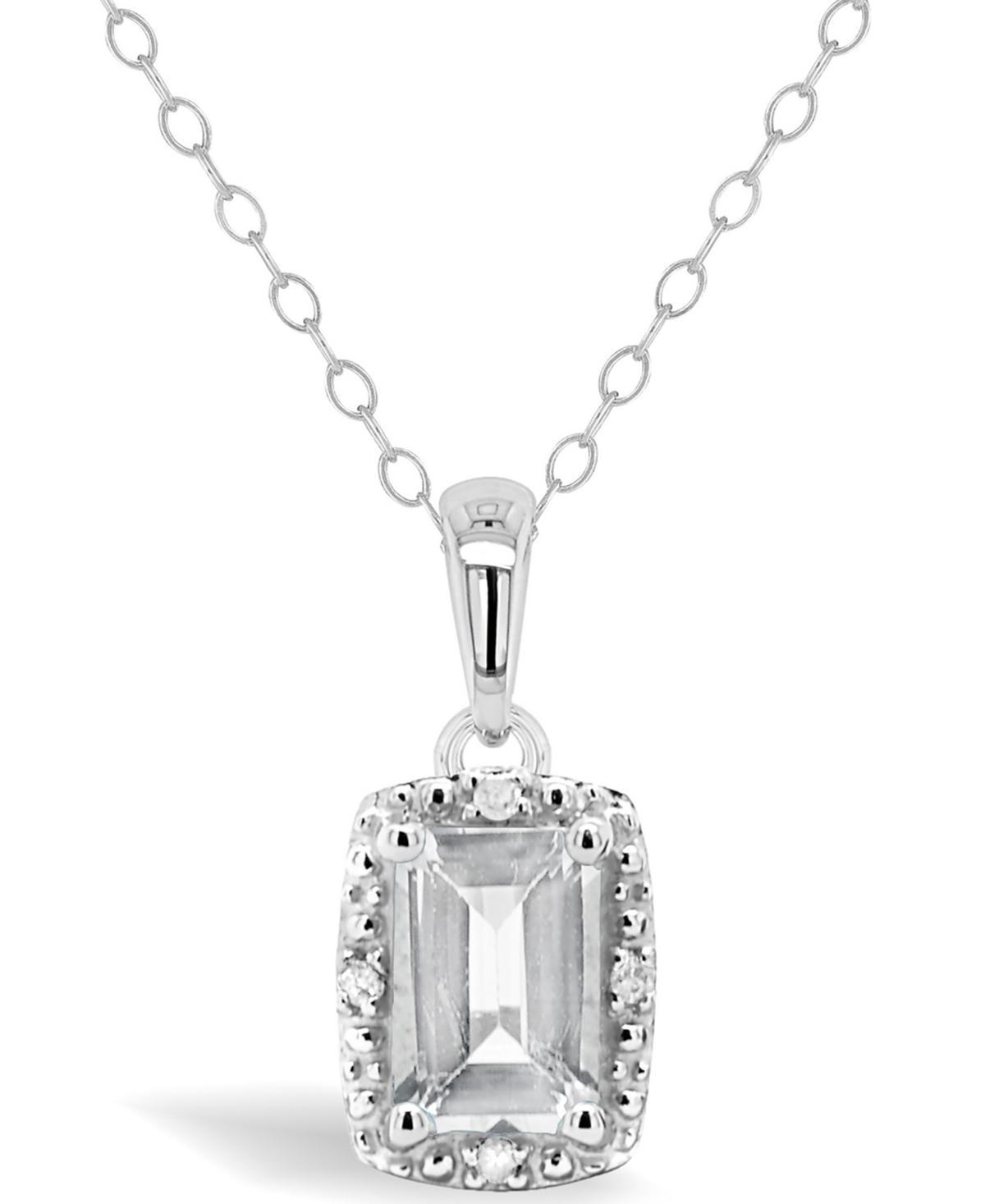 Gemstone and Diamond Accent Pendant Necklace in Sterling Silver Product Image