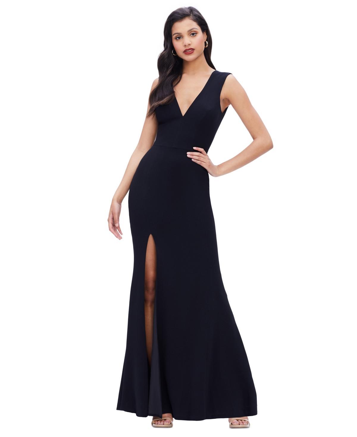 Dress the Population Sandra Plunge Crepe Trumpet Gown Product Image