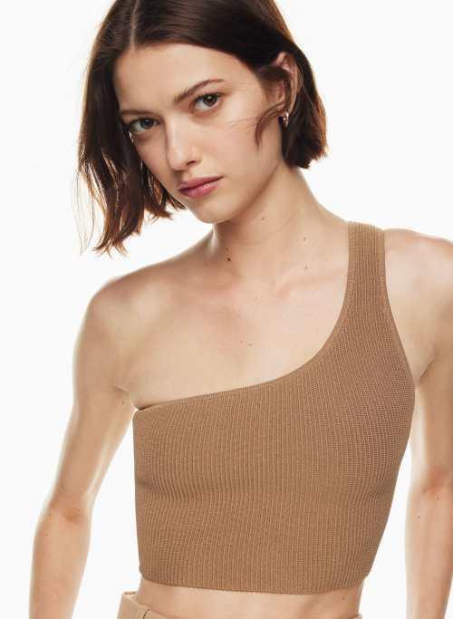 sculpt knit one-shoulder cropped tank Product Image