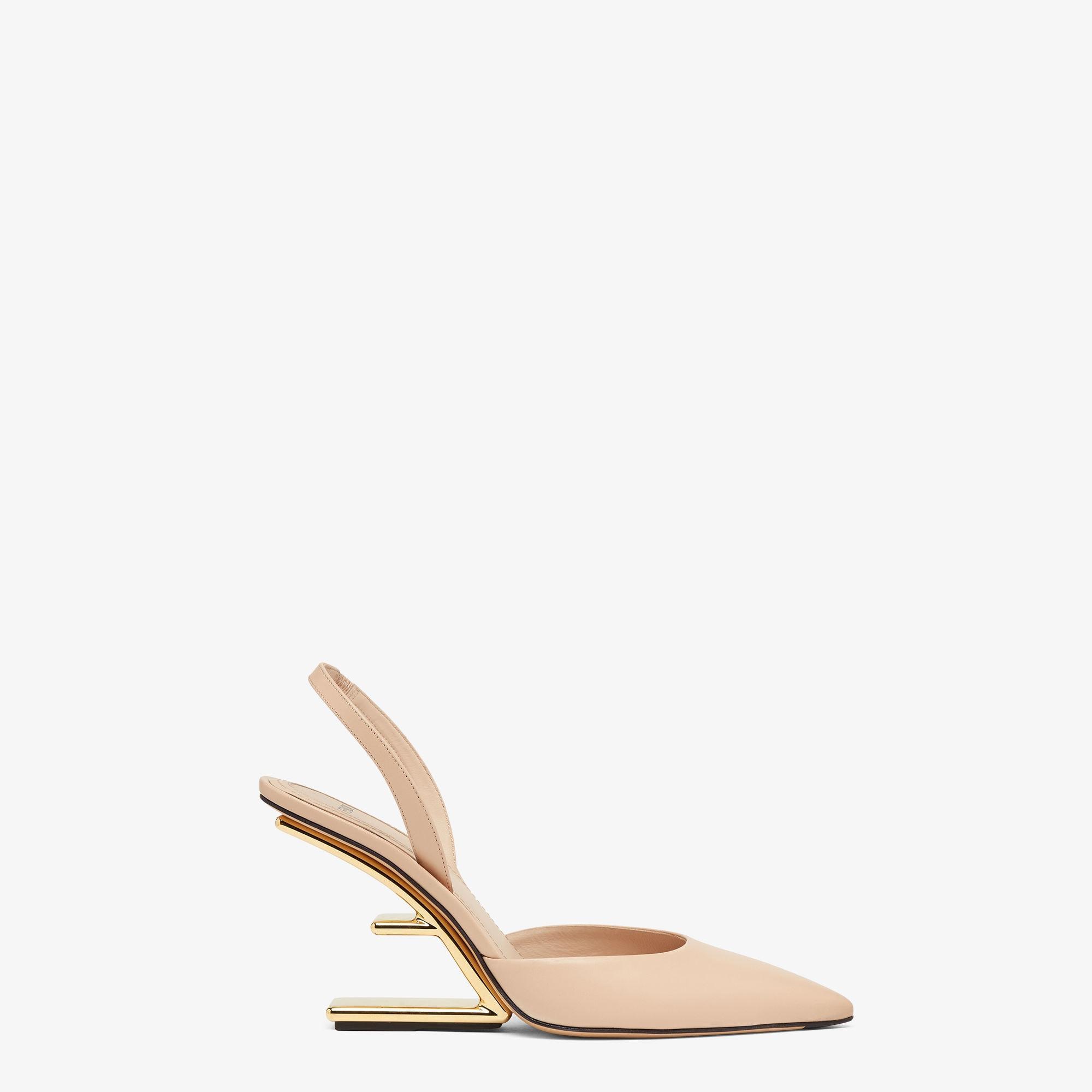 Fendi FirstPale pink leather high-heeled slingbacks Product Image