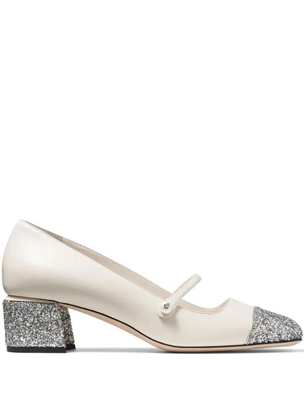 Elisa 45 Glittered Leather Pumps In Grey Product Image