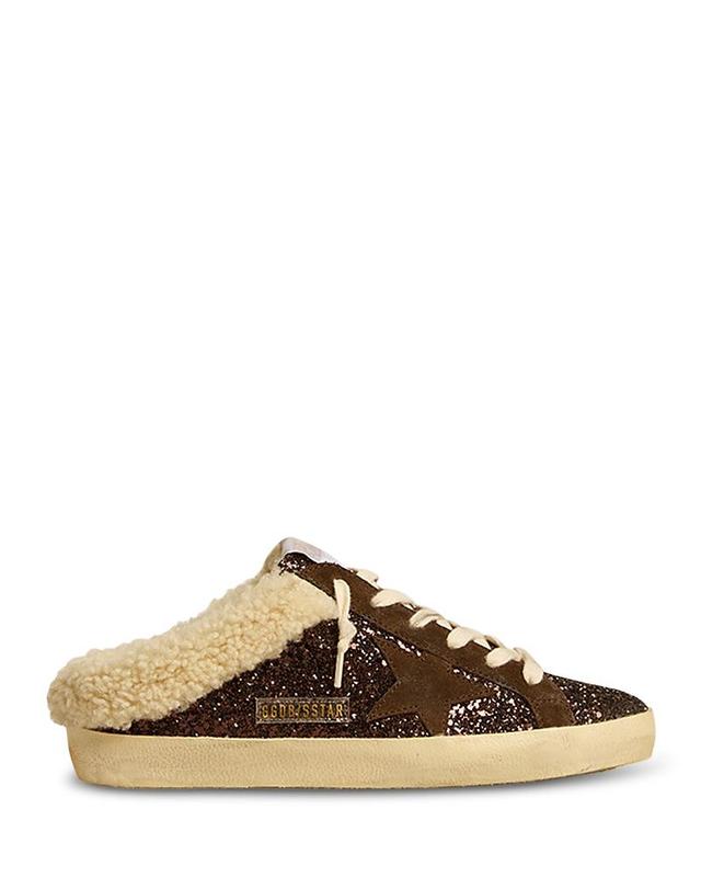 Golden Goose Womens Super-Star Glitter Shearling Mule Sneakers Product Image
