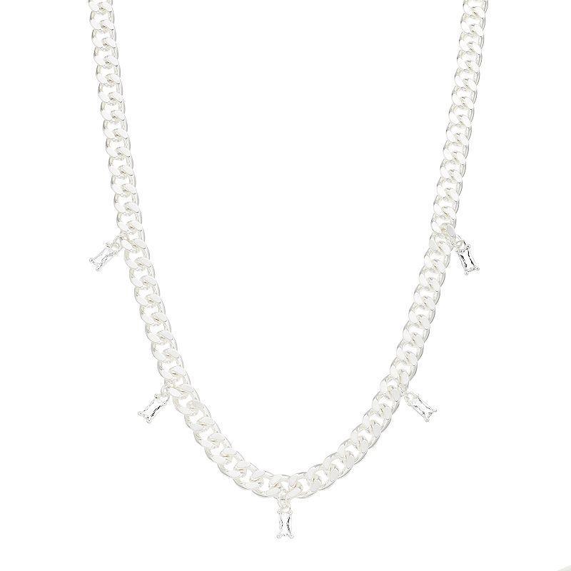 Pannee by Panacea Crystal Drop Cable Chain Necklace, Womens, Silver Product Image