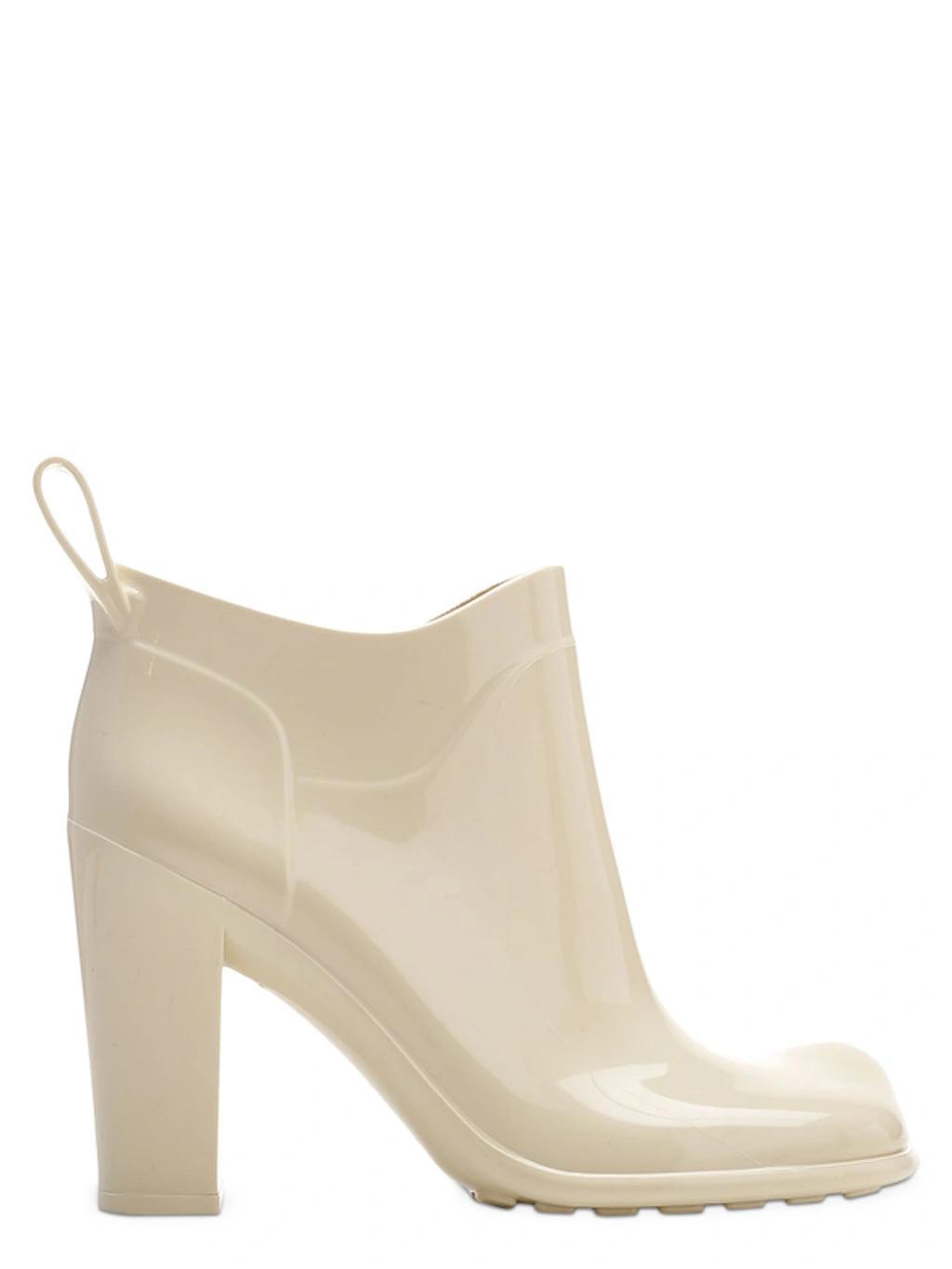 Rubber Block-heel Ankle Booties In White Product Image