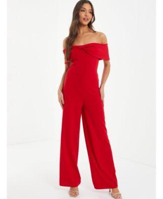 Women's Bow Bardot Palazzo Jumpsuit Product Image