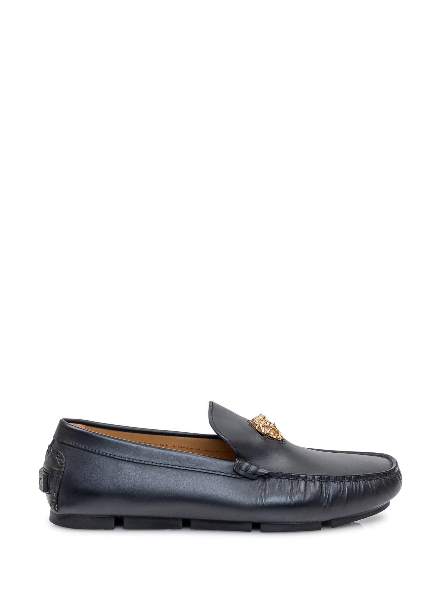 The Medusa Leather Loafers In Black Product Image