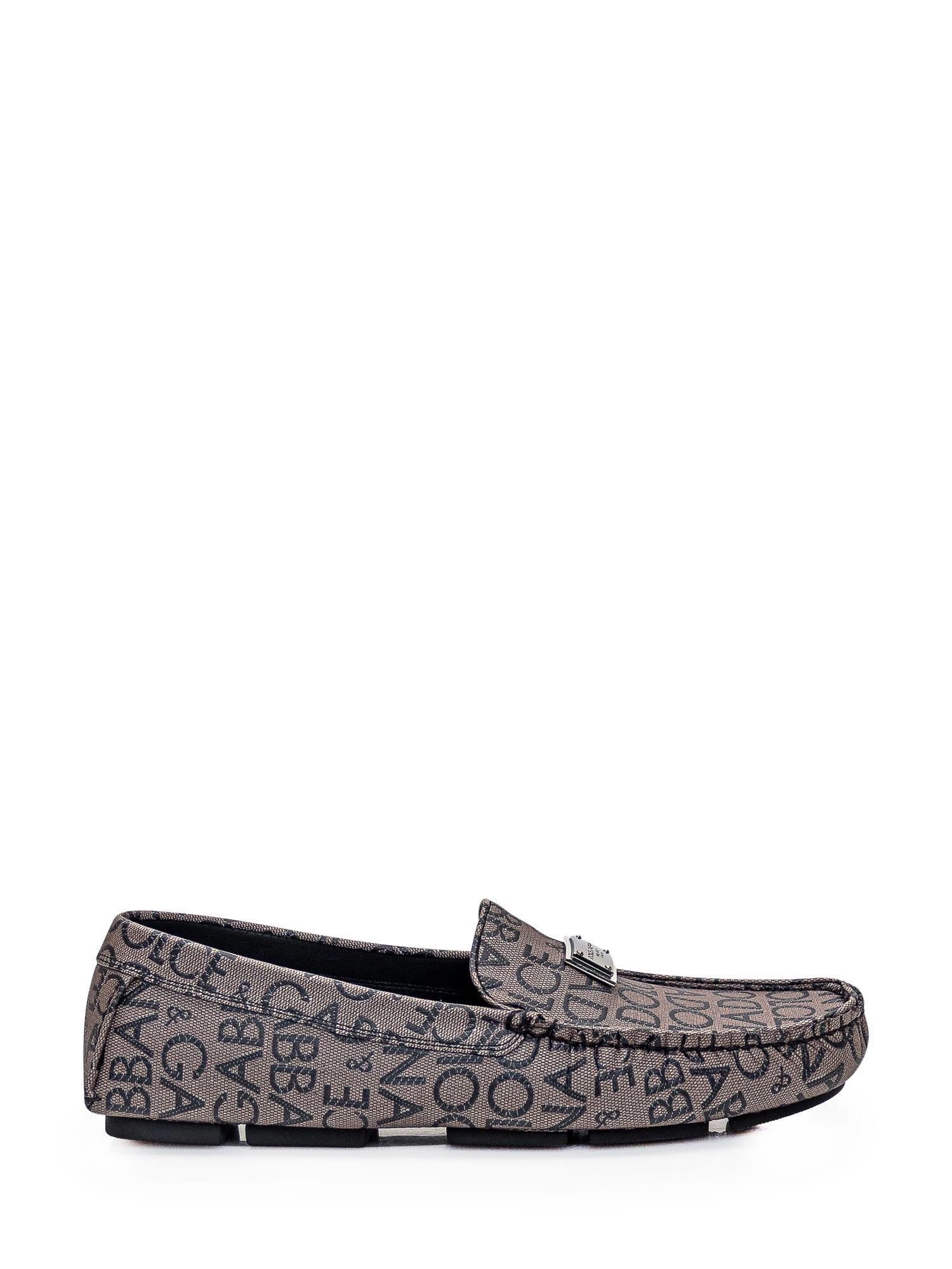 Plaque-detail Logo-jacquard Loafers In Grey Product Image