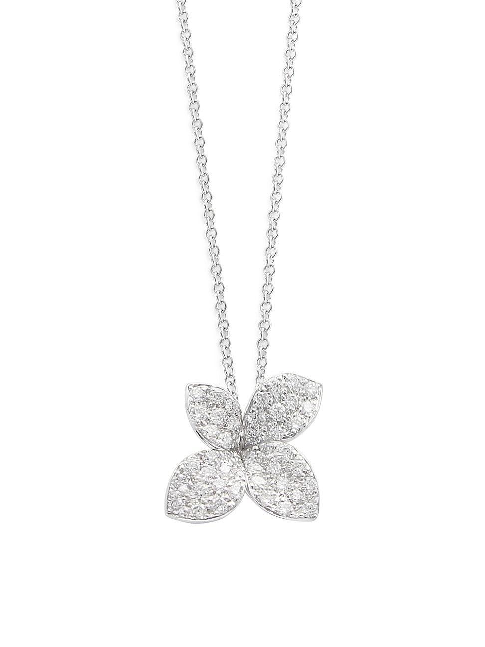 Womens Petit Garden 18K White Gold & 0.37 TCW Diamond Small Flower Pendant Necklace Product Image