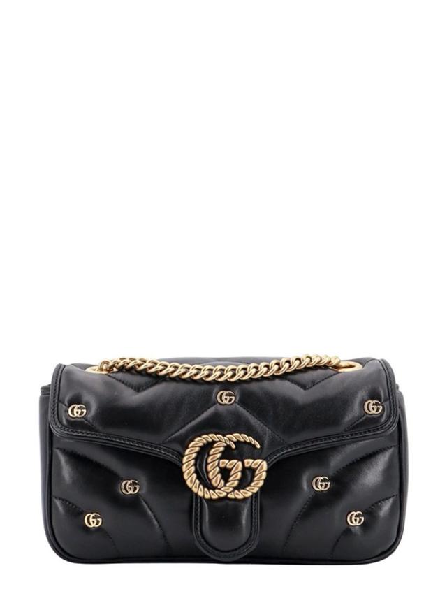 GUCCI Small Gg Marmont Leather Shoulder Bag In Black Product Image