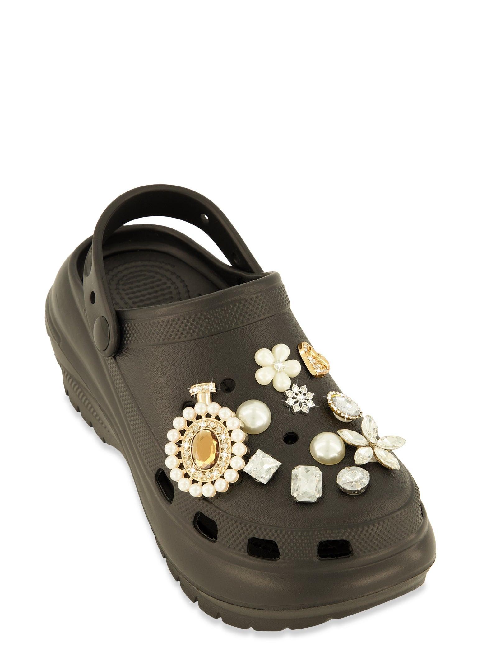 Womens Rhinestone Charm Platform Slingback Clogs product image