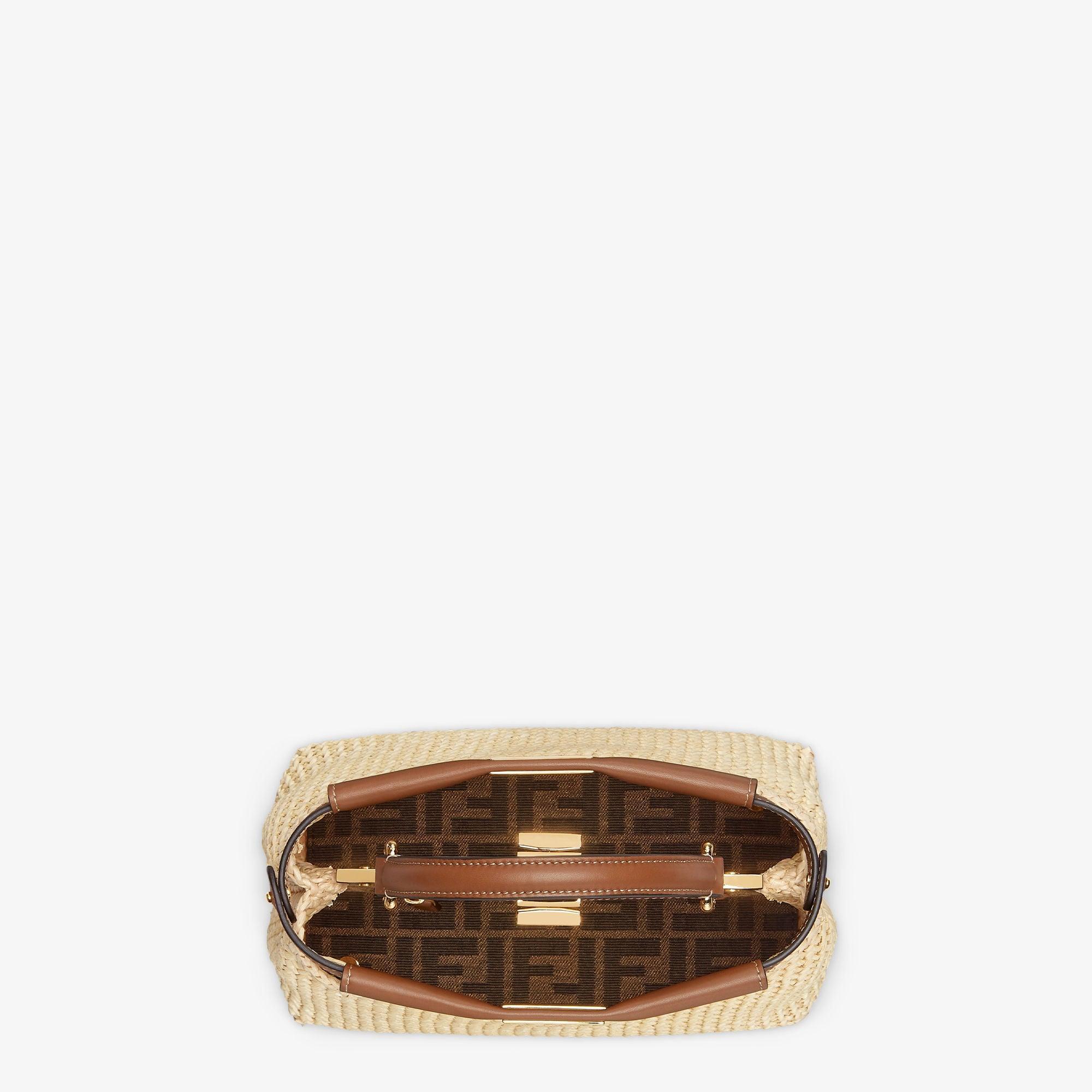 Peekaboo MiniBrown leather and macramé raffia bag Product Image