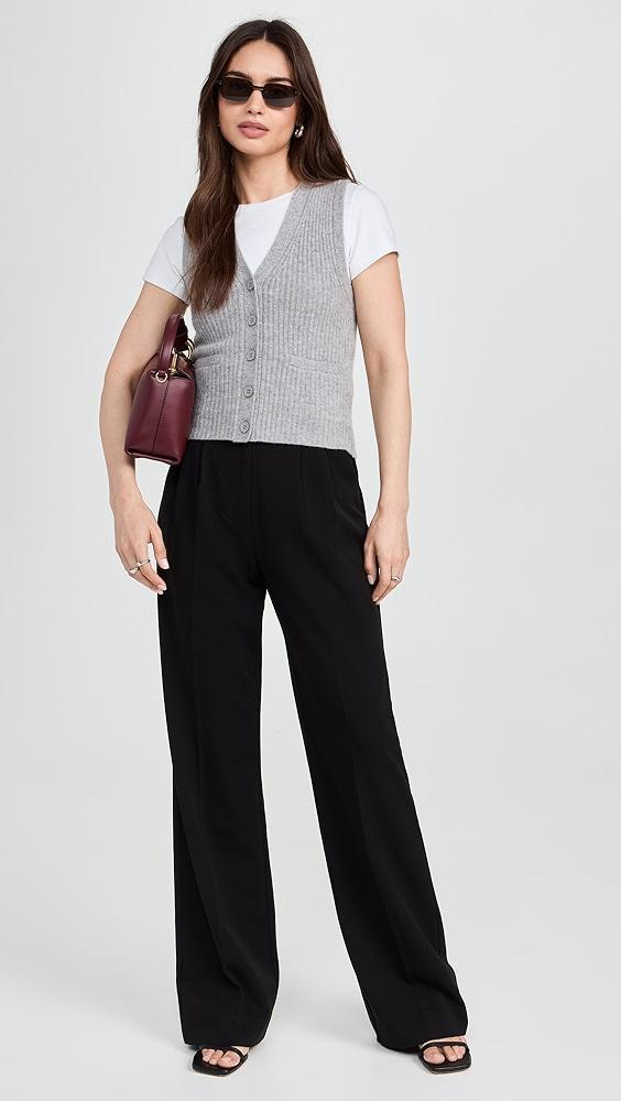 White + Warren Cashmere Ribbed Button Vest | Shopbop Product Image