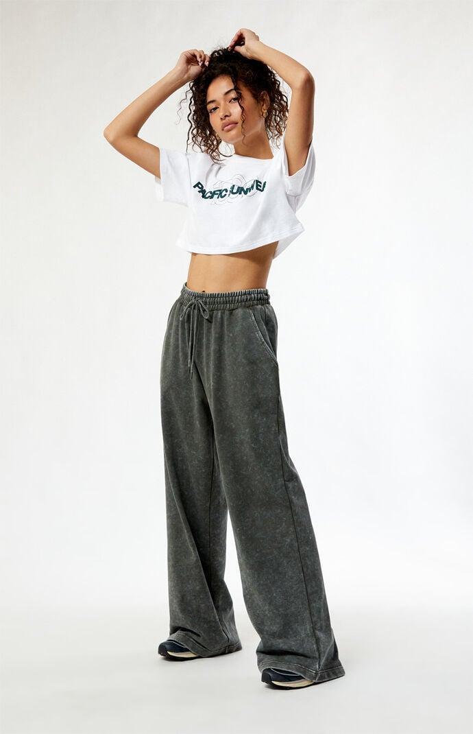 Womens Acid Wash Wide Leg Sweatpants Product Image