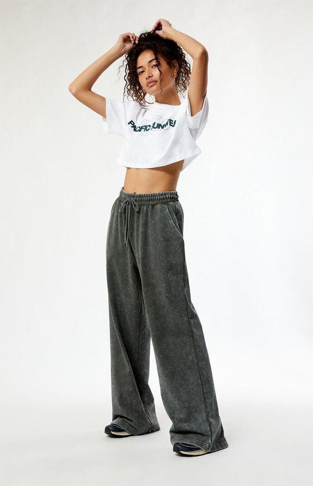 Womens Acid Wash Wide Leg Sweatpants Product Image