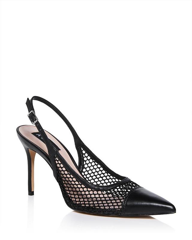 Aqua Womens Pointed Toe Mesh Black High Heel Slingback Pumps - 100% Exclusive Product Image