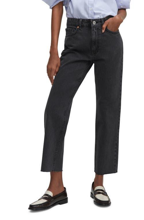 MANGO Raw Hem Crop Straight Leg Jeans Product Image