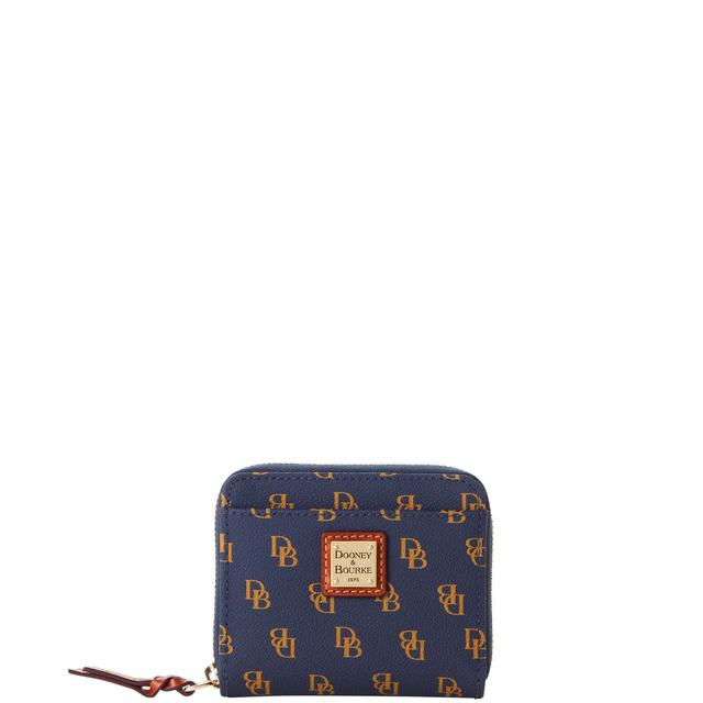 Dooney & Bourke Womens Gretta Small Zip Around Coated Cotton Wallet in Navy Product Image