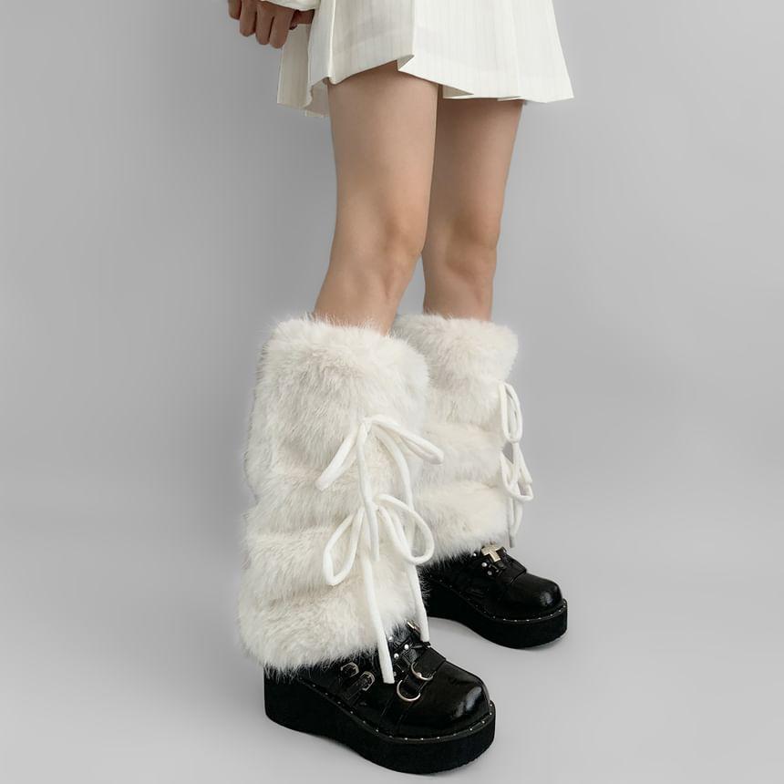 Bow Faux Fur Leg Warmers Product Image