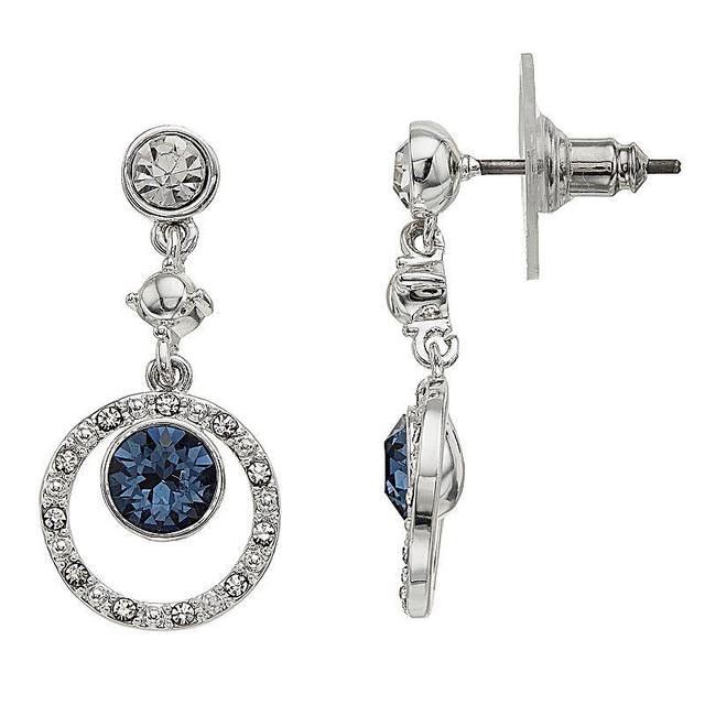 Silver Tone Blue & White Crystal Drop Earrings, Womens Product Image