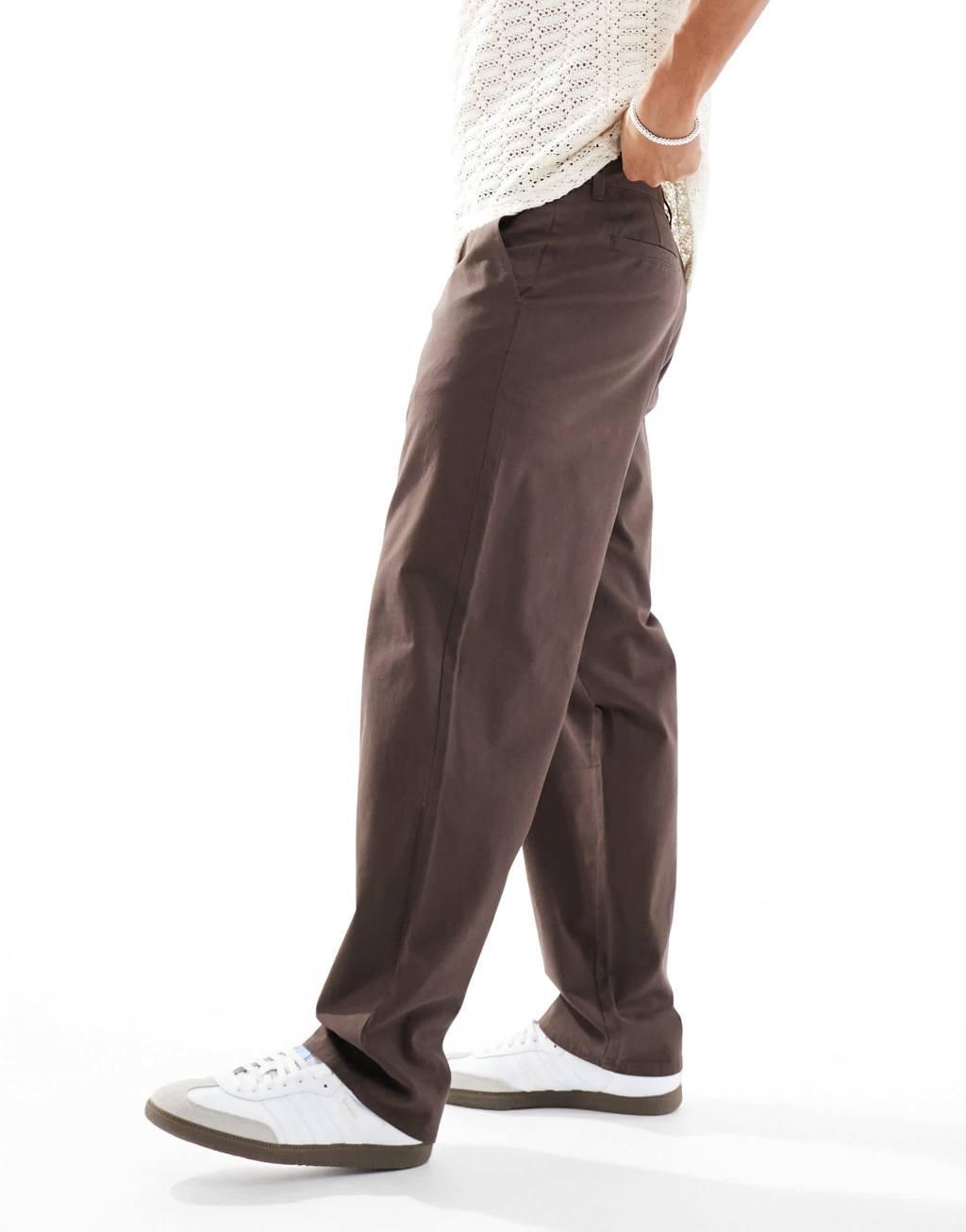 ASOS DESIGN baggy chino in brown Product Image