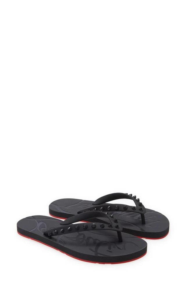 Loubi Donna Spike Red Sole Flip Flops In Black Product Image