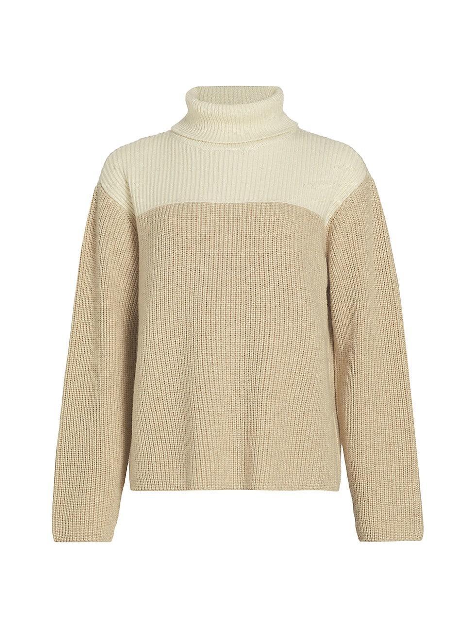 Womens Colorblocked Wool-Blend Turtleneck Sweater Product Image