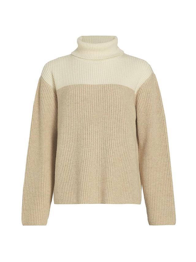 Womens Colorblocked Wool-Blend Turtleneck Sweater Product Image