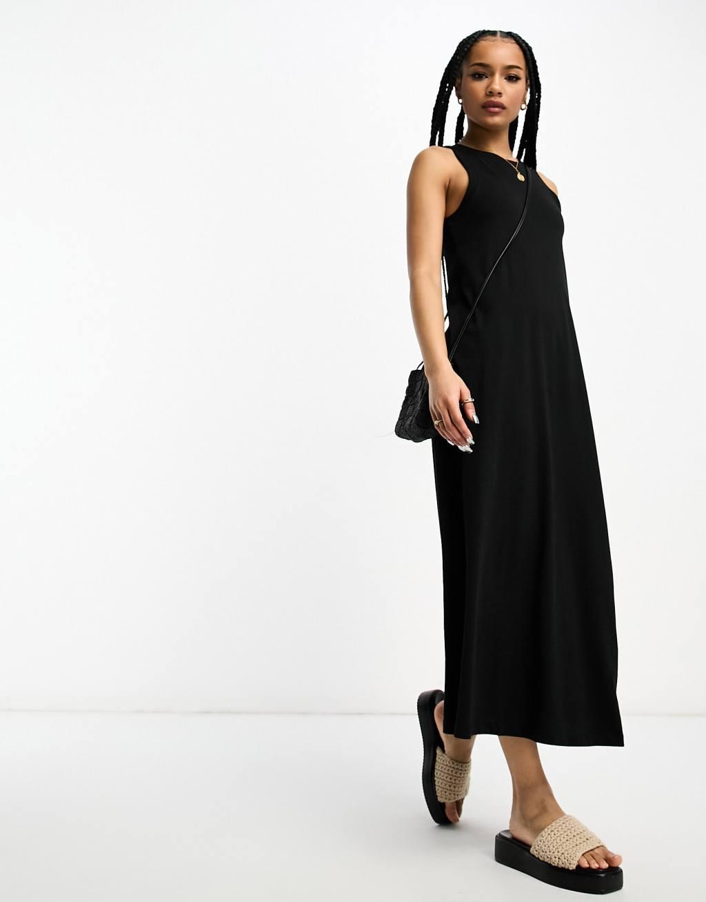 Only Petite high neck maxi dress in black Product Image