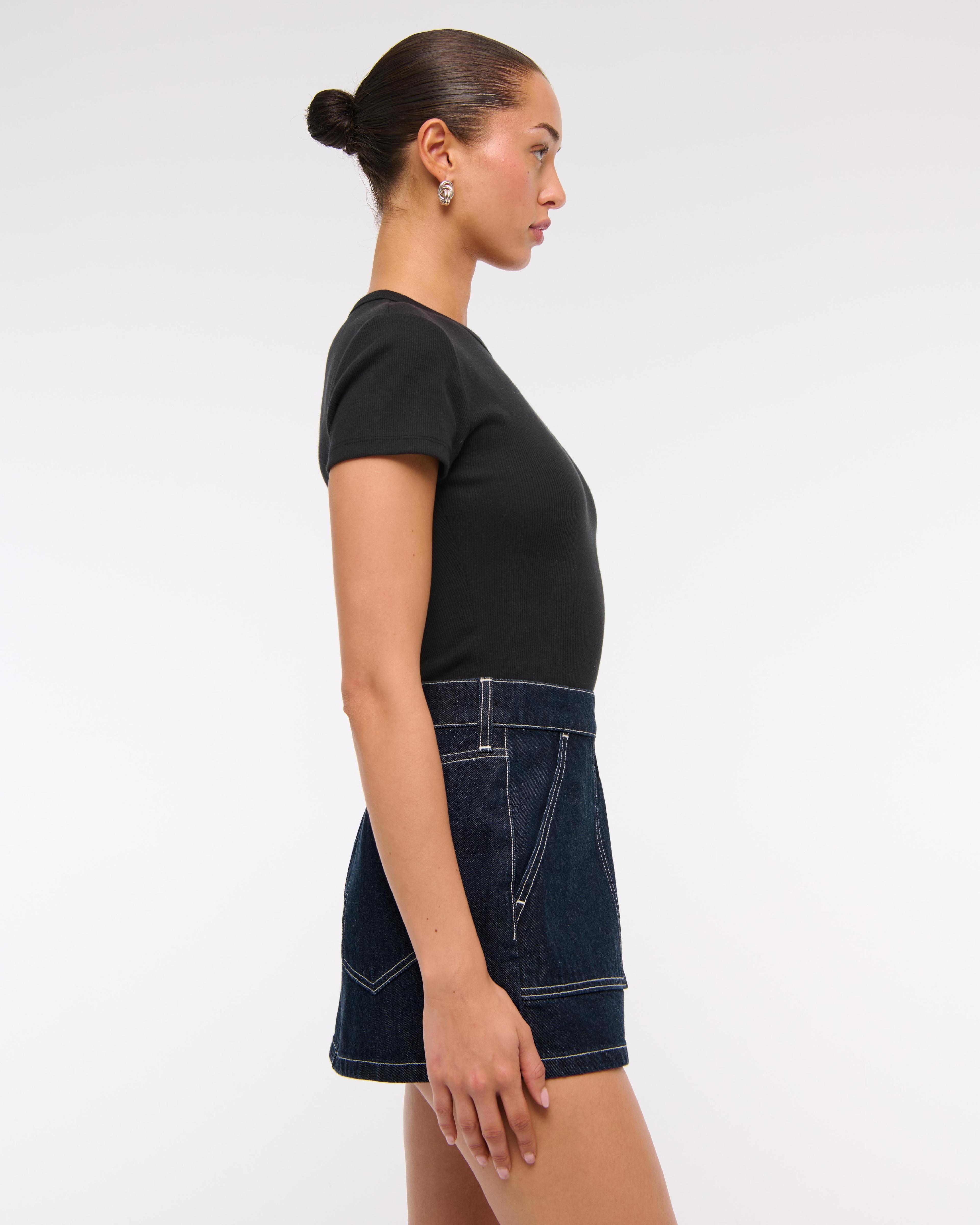 Mid Rise Denim Wrap Mini Skirt Product Image