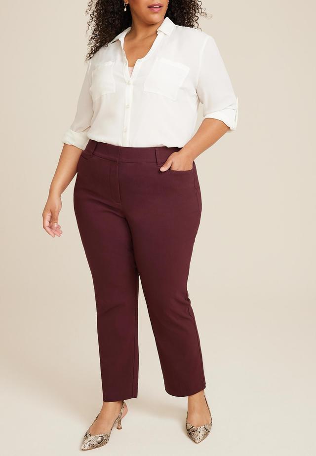 Maurices Plus Size Womens Bengaline High Rise Slim Straight Pants Brown Size 20W Product Image