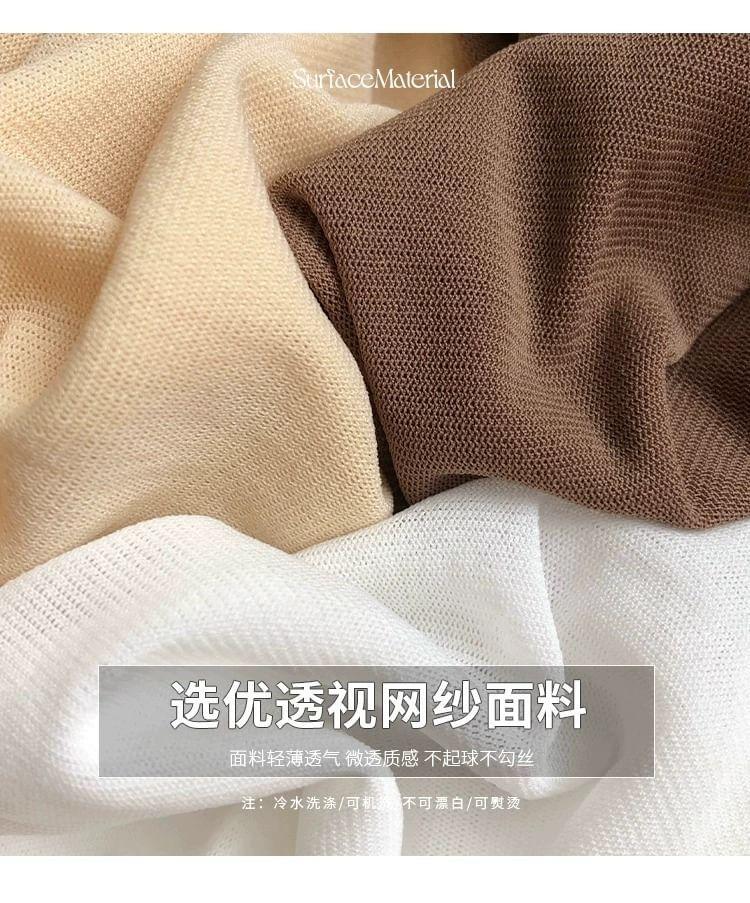 Long-Sleeve Turtleneck Plain Lettuce Edge Slim Fit Top Product Image