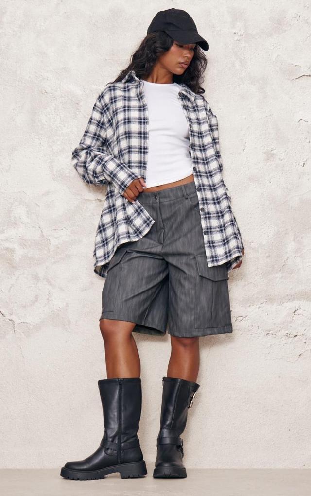 White Oversized Flannel Shirt Product Image