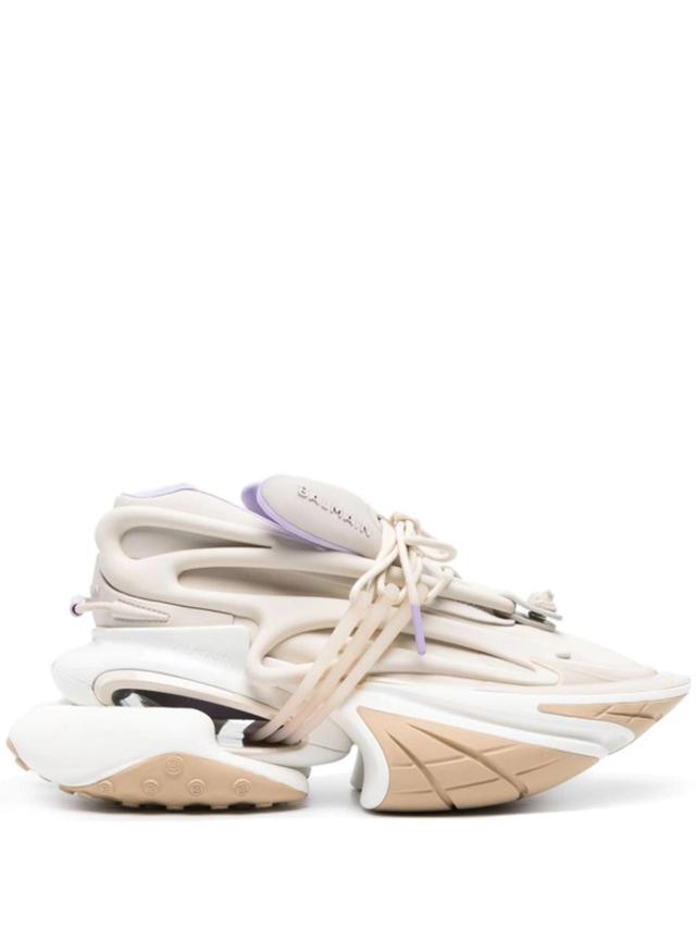 BALMAIN Unicorn Panelled Chunky Sneakers In Neutrals Product Image