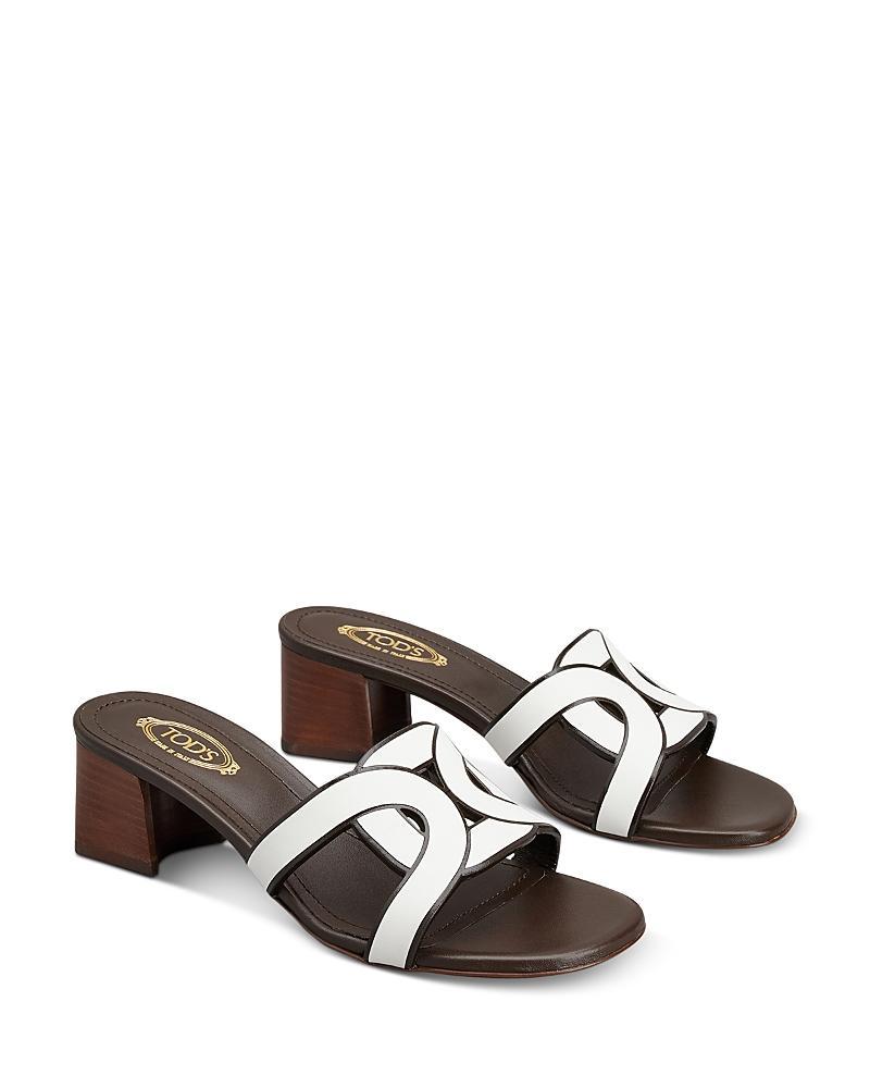 Tods Womens Leather Block Heel Sandals Product Image