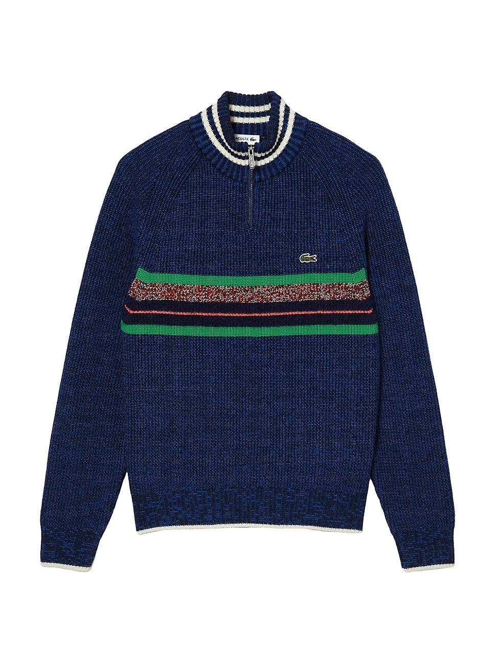 Mens Striped Quarter-Zip Classic-Fit Sweater Product Image