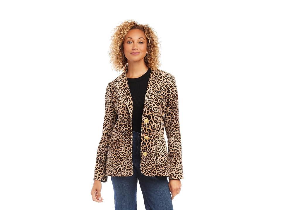 Karen Kane Leopard Corduroy Jacket (Leopard) Women's Jacket Product Image