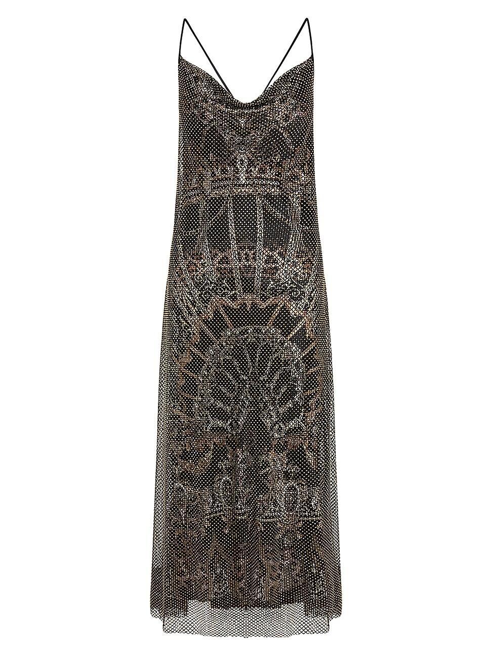 Womens Charmeuse & Crystal Mesh Midi-Dress Product Image