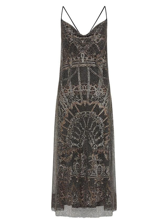 Womens Charmeuse & Crystal Mesh Midi-Dress Product Image