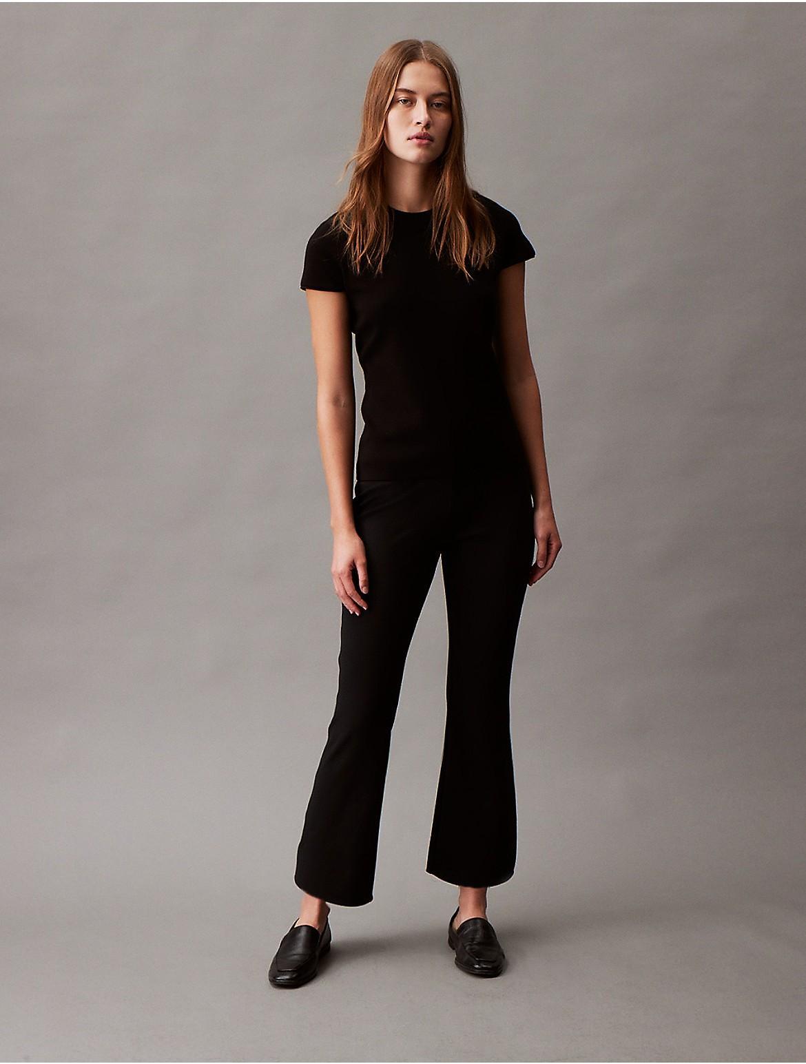 Stretch Crepe Flared Pants  Product Image