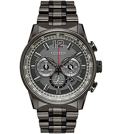 Citizen Mens Nighthawk Chronograph Grey Stainless Steel Bracelet Watch Product Image