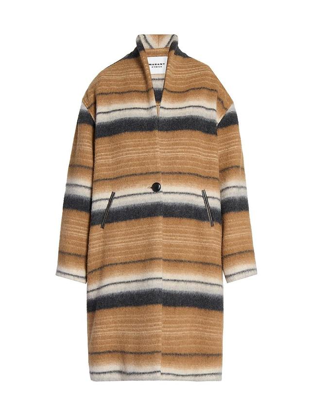 Womens Daby Striped Stretch Wool Coat Product Image