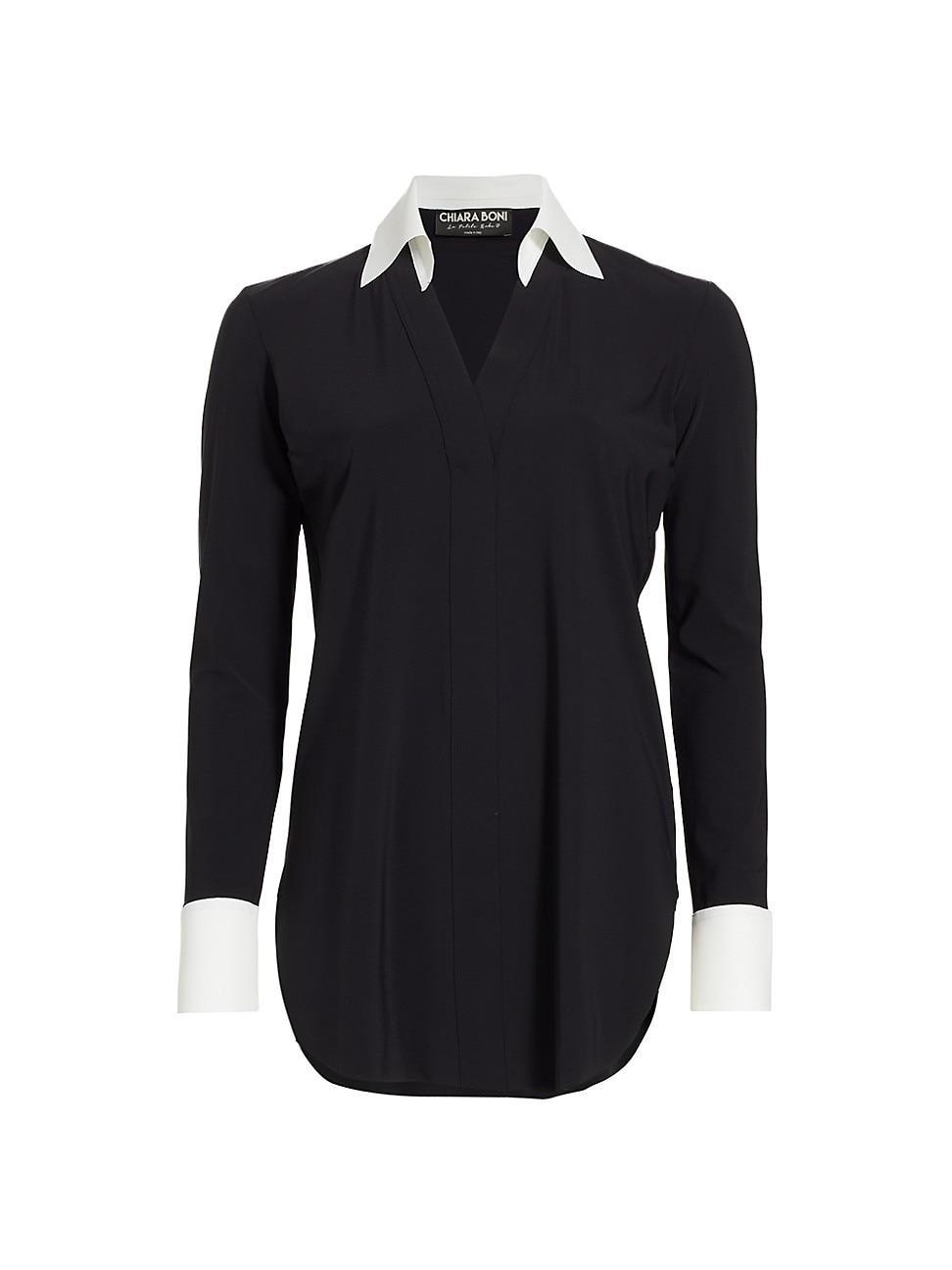 Womens Atena Tailored Contrast-Trim Top Product Image